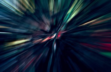 Hızlanma hareketi, ışık ve çizgiler koyu arkaplan üzerinde hızla hareket ediyor