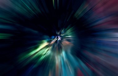 Hızlanma hareketi var. Işık ve çizgiler koyu arkaplanda hızla hareket ediyor