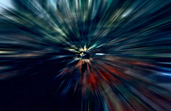Gyorsulási Sebesség Mozgás Fény Csíkok Gyorsan Halad Sötét Háttér — Stock Fotó