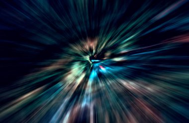 Hızlanma hareketi var. Işık ve çizgiler koyu arkaplanda hızla hareket ediyor