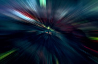 Hızlanma hareketi var. Işık ve çizgiler koyu arkaplanda hızla hareket ediyor