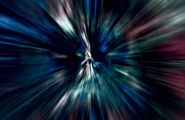 Hızlanma hareketi var. Işık ve çizgiler koyu arkaplanda hızla hareket ediyor