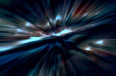 Hızlanma hareketi, ışık ve çizgiler koyu arkaplan üzerinde hızla hareket ediyor