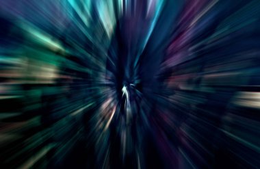 Hızlanma hareketi var. Işık ve çizgiler koyu arkaplanda hızla hareket ediyor