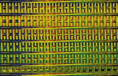 Geometrik fayanslı rengarenk deseni ve güzel renkleri olan soyut tasarım. 