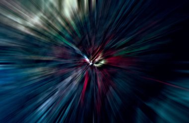 Hızlanma hareketi var. Işık ve çizgiler koyu arkaplanda hızla hareket ediyor