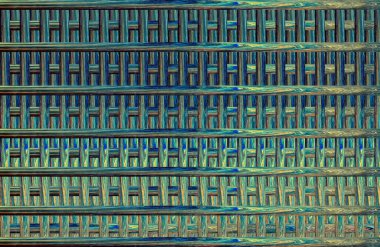 Geometrik fayanslı rengarenk deseni ve güzel renkleri olan soyut tasarım. 