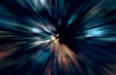 Hızlanma hareketi var. Işık ve çizgiler koyu arkaplanda hızla hareket ediyor