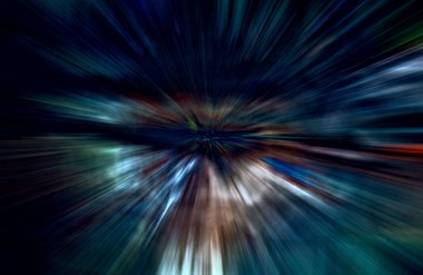 Hızlanma hareketi var. Işık ve çizgiler koyu arkaplanda hızla hareket ediyor