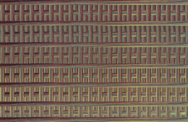 Geometrik fayanslı rengarenk deseni ve güzel renkleri olan soyut tasarım. 