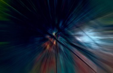 Hızlanma hareketi var. Işık ve çizgiler koyu arkaplanda hızla hareket ediyor