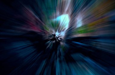 Hızlanma hareketi, ışık ve çizgiler koyu arkaplan üzerinde hızla hareket ediyor