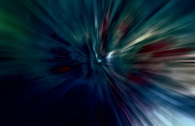 Hızlanma hareketi var. Işık ve çizgiler koyu arkaplanda hızla hareket ediyor