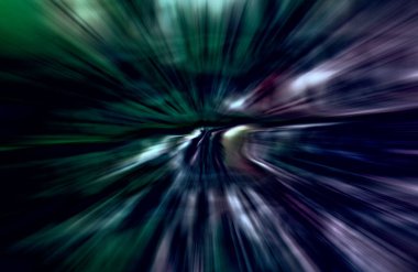 Hızlanma hareketi var. Işık ve çizgiler koyu arkaplanda hızla hareket ediyor