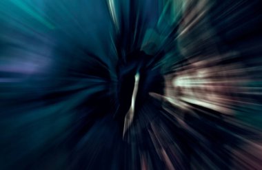 Hızlanma hareketi, ışık ve çizgiler koyu arkaplan üzerinde hızla hareket ediyor