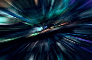 Hızlanma hareketi var. Işık ve çizgiler koyu arkaplanda hızla hareket ediyor