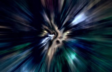 Hızlanma hareketi var. Işık ve çizgiler koyu arkaplanda hızla hareket ediyor