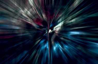 Hızlanma hareketi var. Işık ve çizgiler koyu arkaplanda hızla hareket ediyor