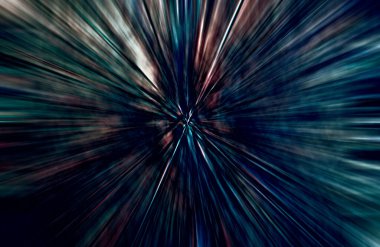 Hızlanma hareketi var. Işık ve çizgiler koyu arkaplanda hızla hareket ediyor