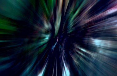 Hızlanma hareketi var. Işık ve çizgiler koyu arkaplanda hızla hareket ediyor