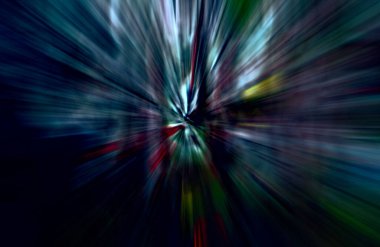 Hızlanma hareketi var. Işık ve çizgiler koyu arkaplanda hızla hareket ediyor