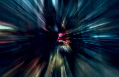 Hızlanma hareketi var. Işık ve çizgiler koyu arkaplanda hızla hareket ediyor