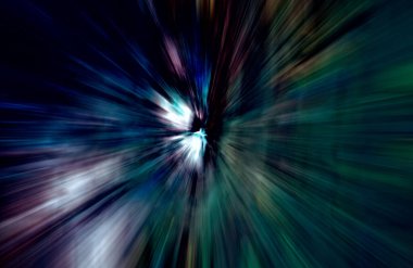 Hızlanma hareketi var. Işık ve çizgiler koyu arkaplanda hızla hareket ediyor