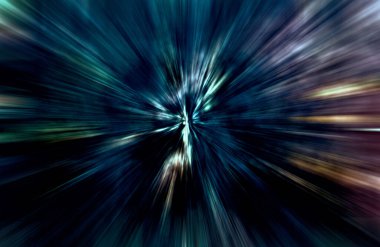 Hızlanma hareketi var. Işık ve çizgiler koyu arkaplanda hızla hareket ediyor