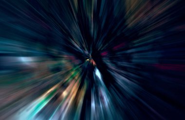 Hızlanma hareketi var. Işık ve çizgiler koyu arkaplanda hızla hareket ediyor