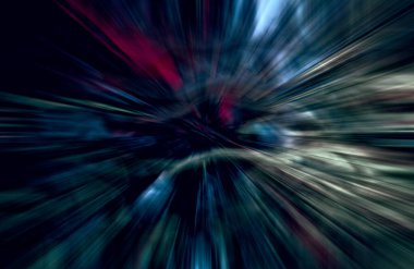 Hızlanma hareketi var. Işık ve çizgiler koyu arkaplanda hızla hareket ediyor