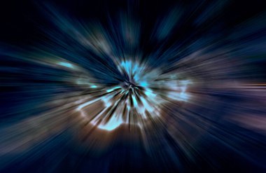 Hızlanma hareketi var. Işık ve çizgiler koyu arkaplanda hızla hareket ediyor