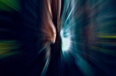 Hızlanma hareketi var. Işık ve çizgiler koyu arkaplanda hızla hareket ediyor