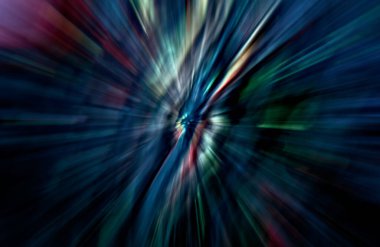 Hızlanma hareketi var. Işık ve çizgiler koyu arkaplanda hızla hareket ediyor