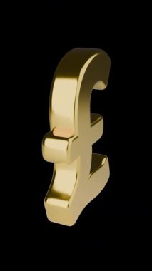 Altın İngiliz Pound Sembolü Kusursuz Döndürme Döngüsü - 3D Canlandırma