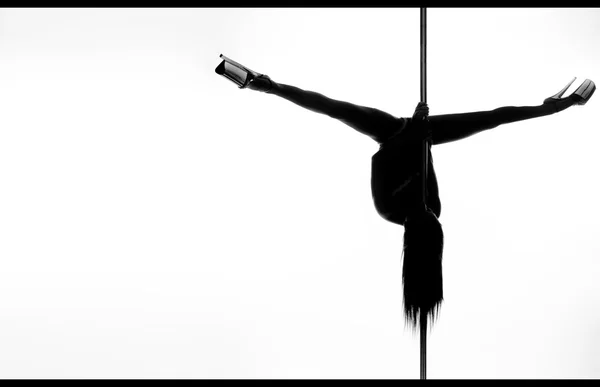 Pole dance kvinna siluett — Stockfoto