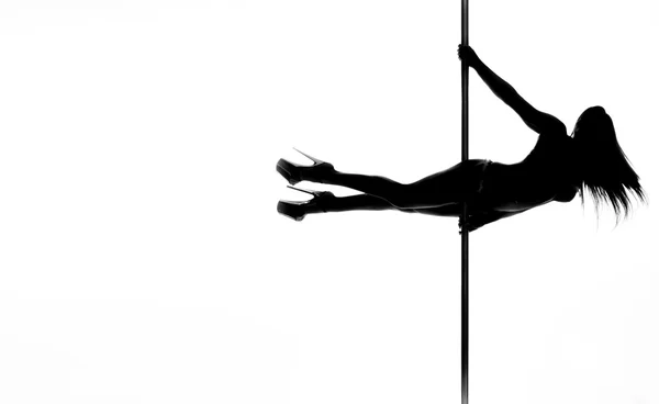 Pole dance femme silhouette — Photo