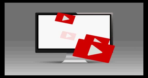 You Tube Icon Playing Desktop — Stock Video