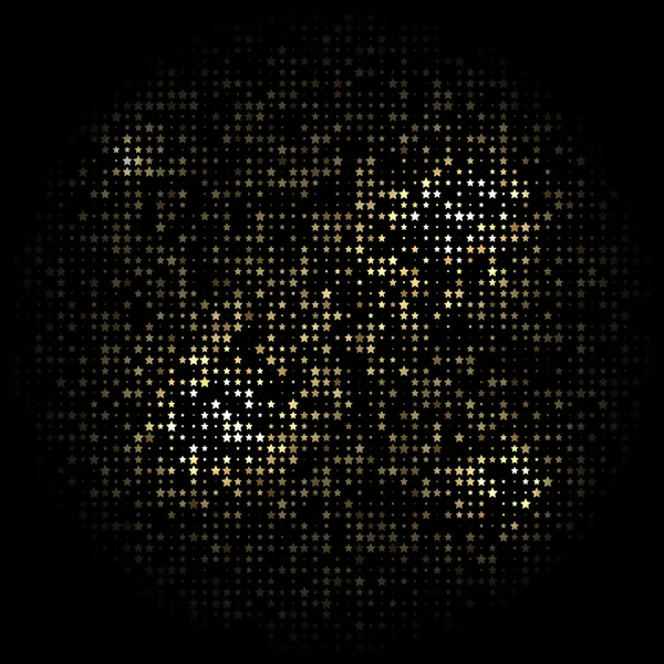 Черный фон с золотыми звёздами, расположенными по кругу . — стоковый вектор