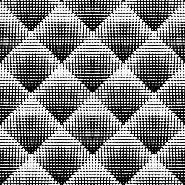 Vektor bezešvé černé a bílé stippling Rhombus gradient půltón tečka pracovní vzor abstraktní pozadí — Stockový vektor