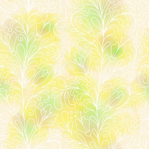 Nahtloses Muster bestehend aus dekorativ gestreiften Blättern, Aquarell — Stockvektor