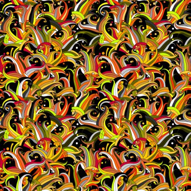 Dekoratif el çizilmiş doodle doğa süs curl vektör parlak pembe seamless modeli