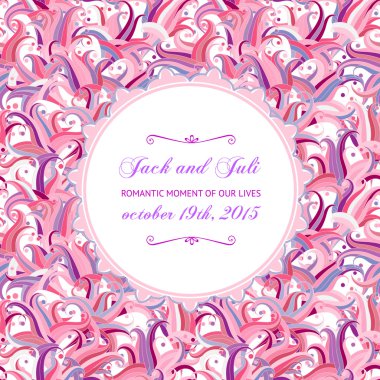 Vektör kartı şablonu. Fantezi yaratıcı arka plan. Doodle süsleme beyaz arka plan üzerinde. Siyah beyaz versiyonu. Davetiye, tebrik kartı veya kitap kapağı.