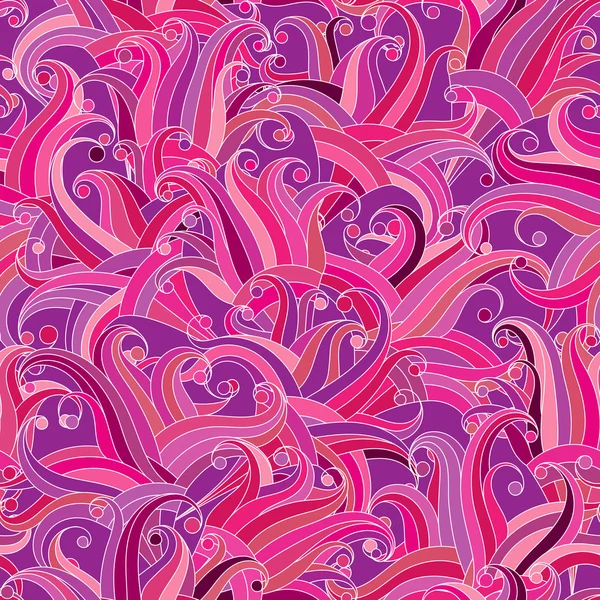 Décoratif dessiné à la main doodle nature boucles ornementales vecteur rose vif motif sans couture — Image vectorielle