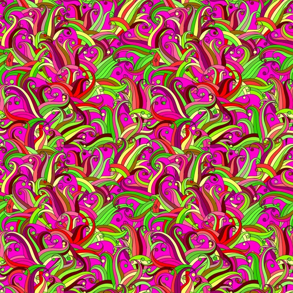 Dekorativ handgezeichnet Doodle Natur ornamental curl Vektor hell rosa nahtlose Muster — Stockvektor