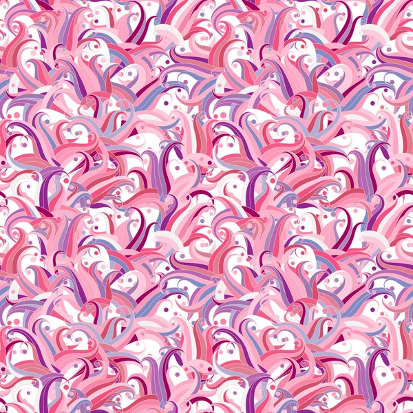 Mão decorativa desenhado doodle natureza ornamental curl vetor rosa brilhante sem costura padrão —  Vetores de Stock