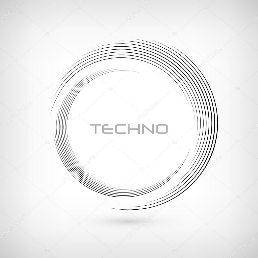 Abstract monochrome swirly illustration, logo design, round line icon, round logo, circle item, swirl elements