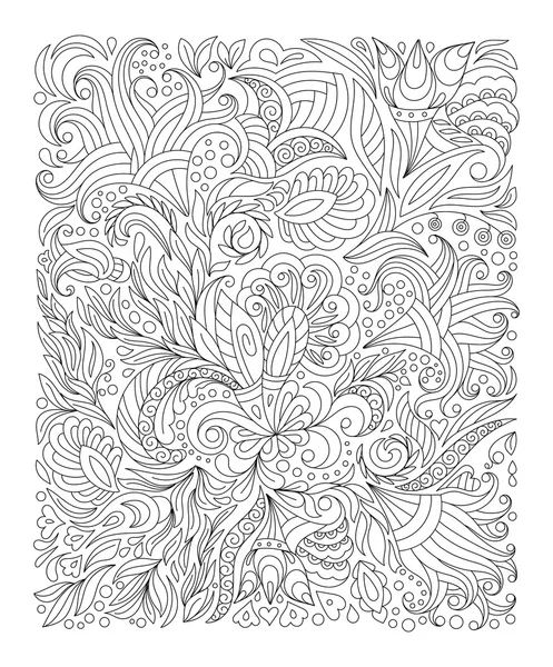 Mão desenhada página de colorir flor — Vetor de Stock