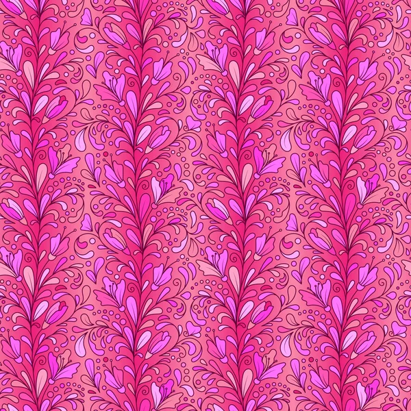 Farbenfrohe handgezeichnete Vektor nahtlose florale Muster mit Blumen und Blättern. Doodle. — Stockvektor