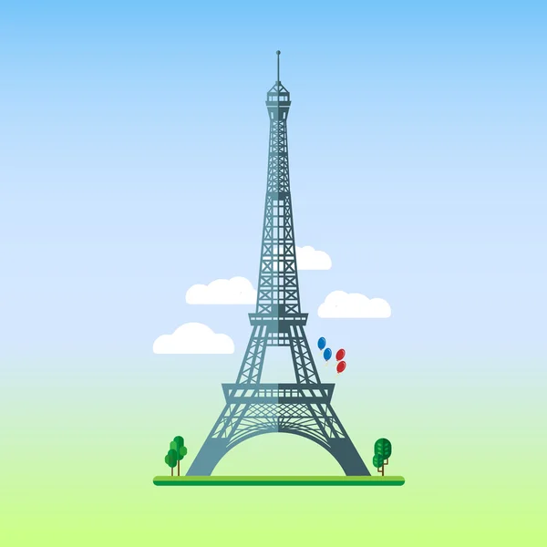 Design piatto del vettore di illustrazione della torre Eiffel — Vettoriale Stock