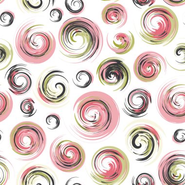 Sorunsuz çizilmiş swirls desen girdap. Kuru fırçalama doodle illüstrasyon. Soyut vektör arka plan. Grunge fırça daireler ile sorunsuz arka plan. Sarmal doku tasarımınız için.